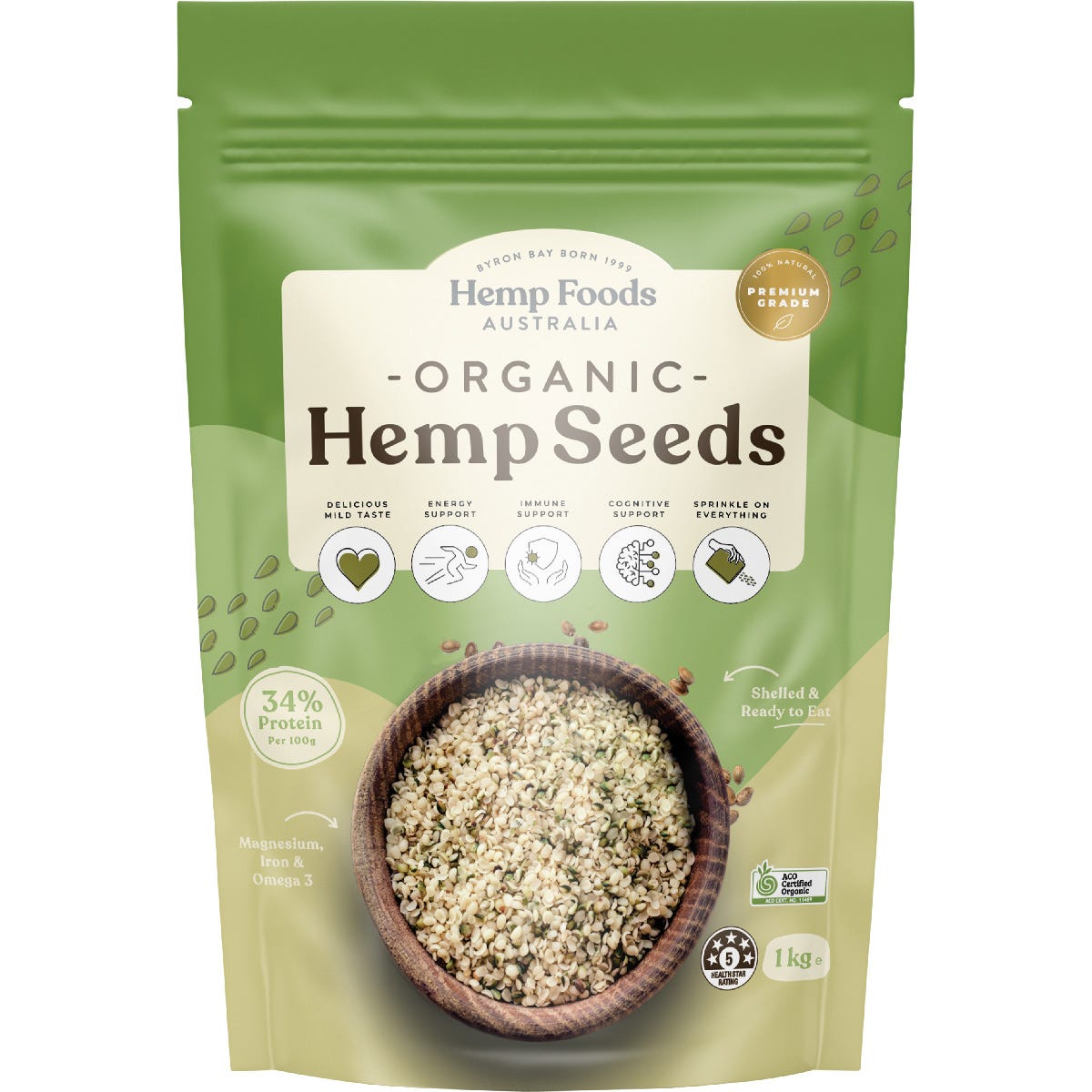 Hemp Foods Australia Organic Hemp Seeds Hulled 1kg - Dr Earth - Hemp