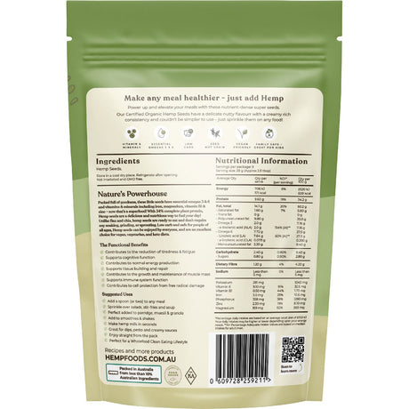 Hemp Foods Australia Organic Hemp Seeds Hulled 250g - Dr Earth - Hemp