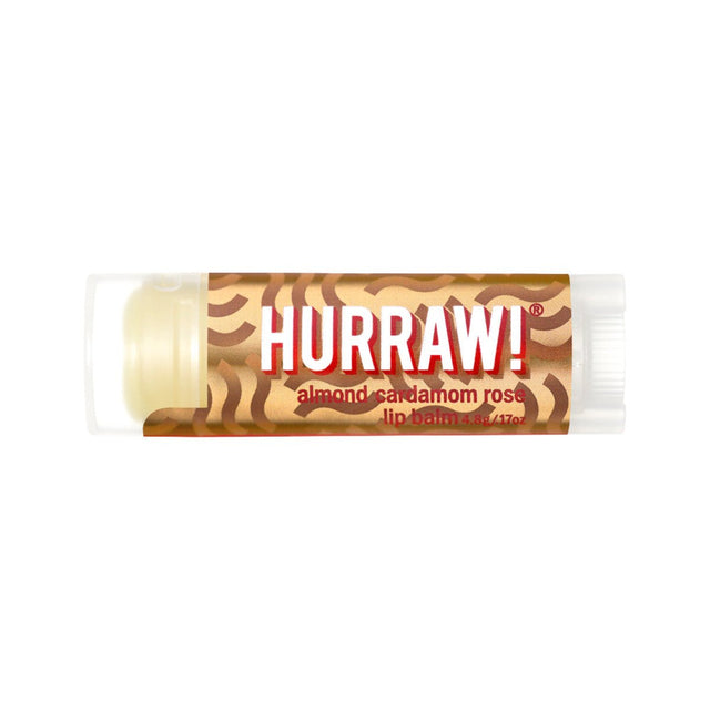 HURRAW! Organic Lip Balm Almond Cardamon Rose 4.8g - Dr Earth - Body & Beauty, Skincare