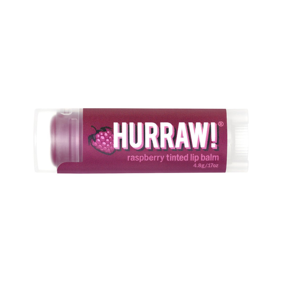 HURRAW! Organic Lip Balm Tinted Raspberry 4.8g - Dr Earth - Body & Beauty, Skincare