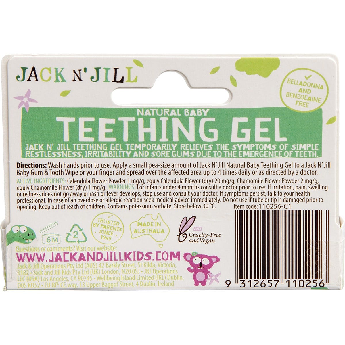 Jack N' Jill Teething Gel 4 Months + 15g - Dr Earth - Baby & Kids