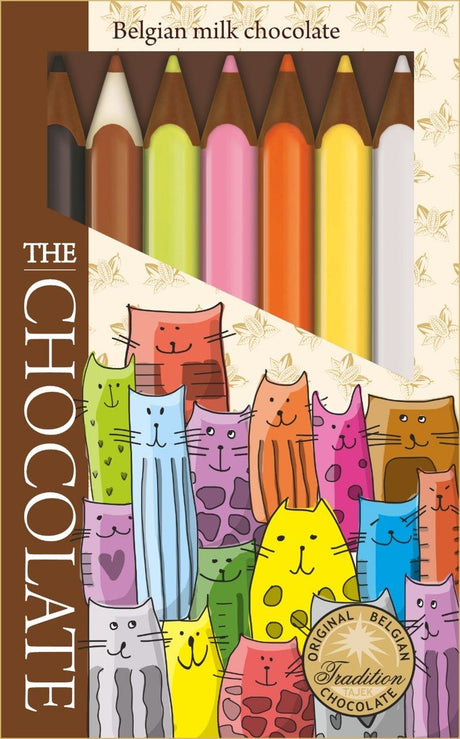 Jenbray Foods Cokolada Chocolate Crayons Gift Box - Cat Design - Dr Earth - confectionary, christmas, gift, seasonal, chocolate