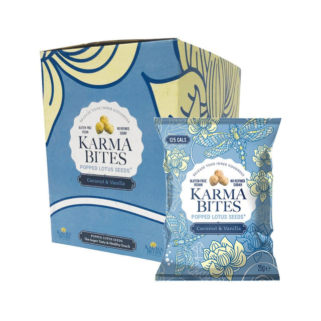 KARMA BITES Popped Lotus Seeds Coconut & Vanilla 25g - Dr Earth - Snacks