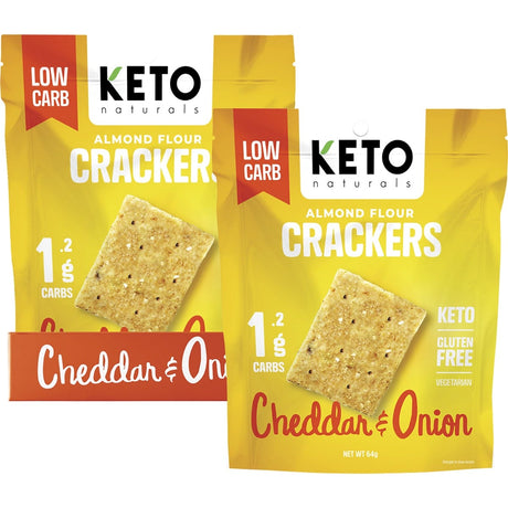 Keto Naturals Almond Flour Crackers Cheddar & Onion 64g - Dr Earth - Biscuits