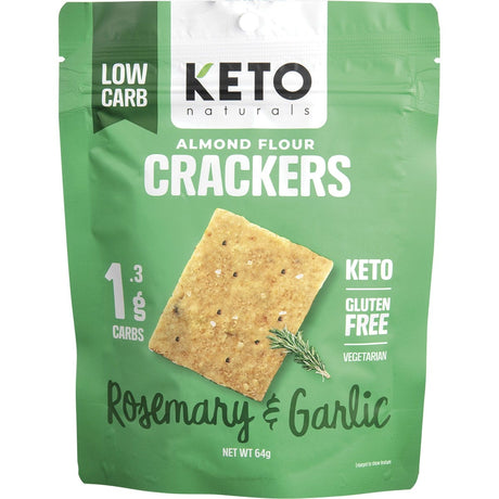 Keto Naturals Almond Flour Crackers Rosemary & Garlic 64g - Dr Earth - Biscuits