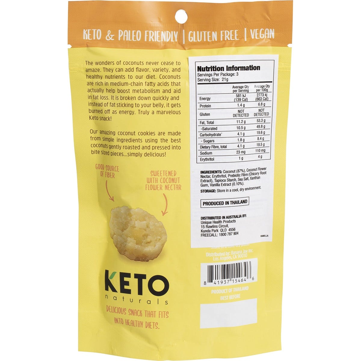 Keto Naturals Cookies Vanilla 64g - Dr Earth - Biscuits