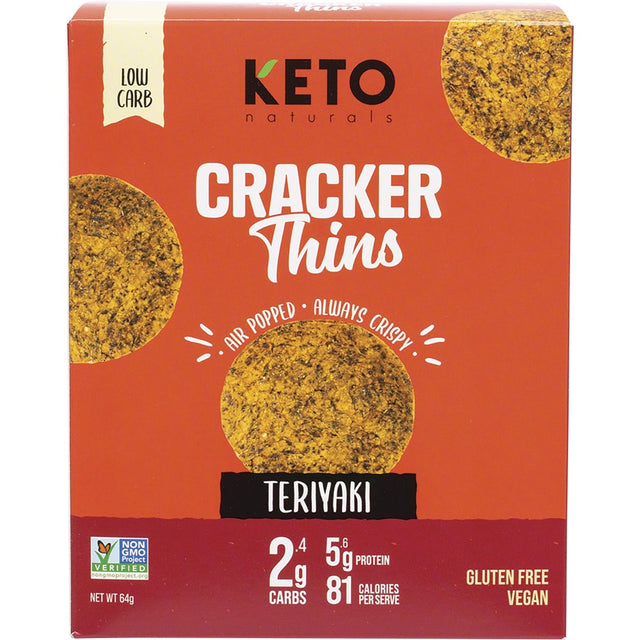 Keto Naturals Cracker Thins Teriyaki 64g - Dr Earth - Biscuits