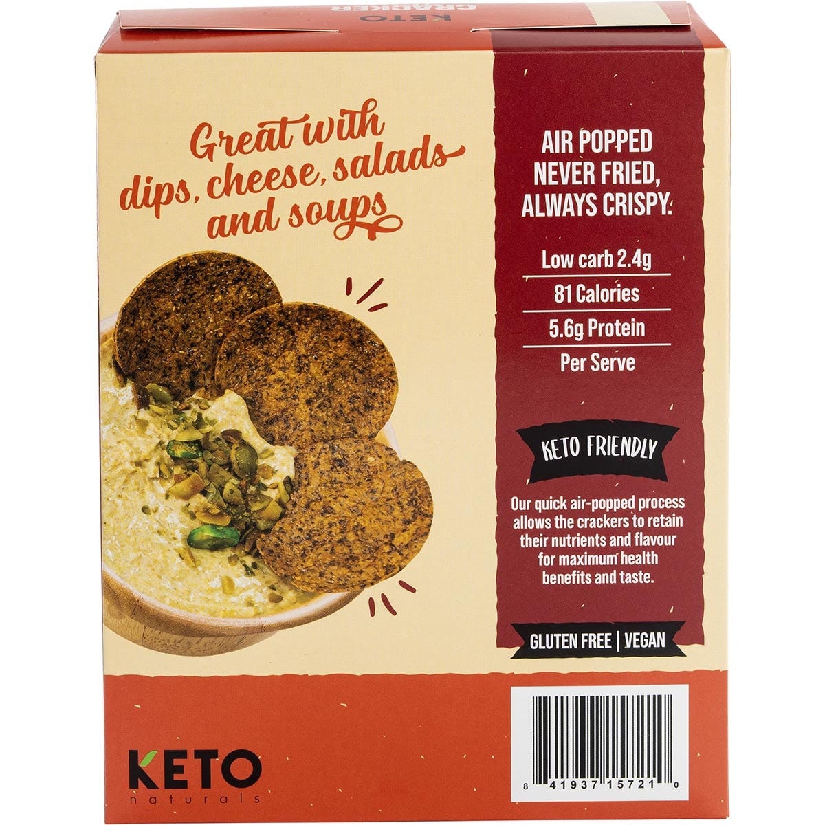 Keto Naturals Cracker Thins Teriyaki 64g Dr Earth