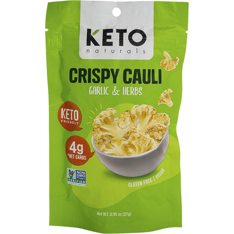 Keto Naturals Crispy Cauli Garlic & Herb Bites 27g - Dr Earth - Chips & Popcorn