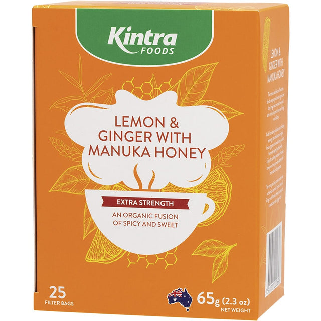 Kintra Foods Herbal Tea Bags Lemon & Ginger with Manuka Honey 25pk - Dr Earth - Drinks