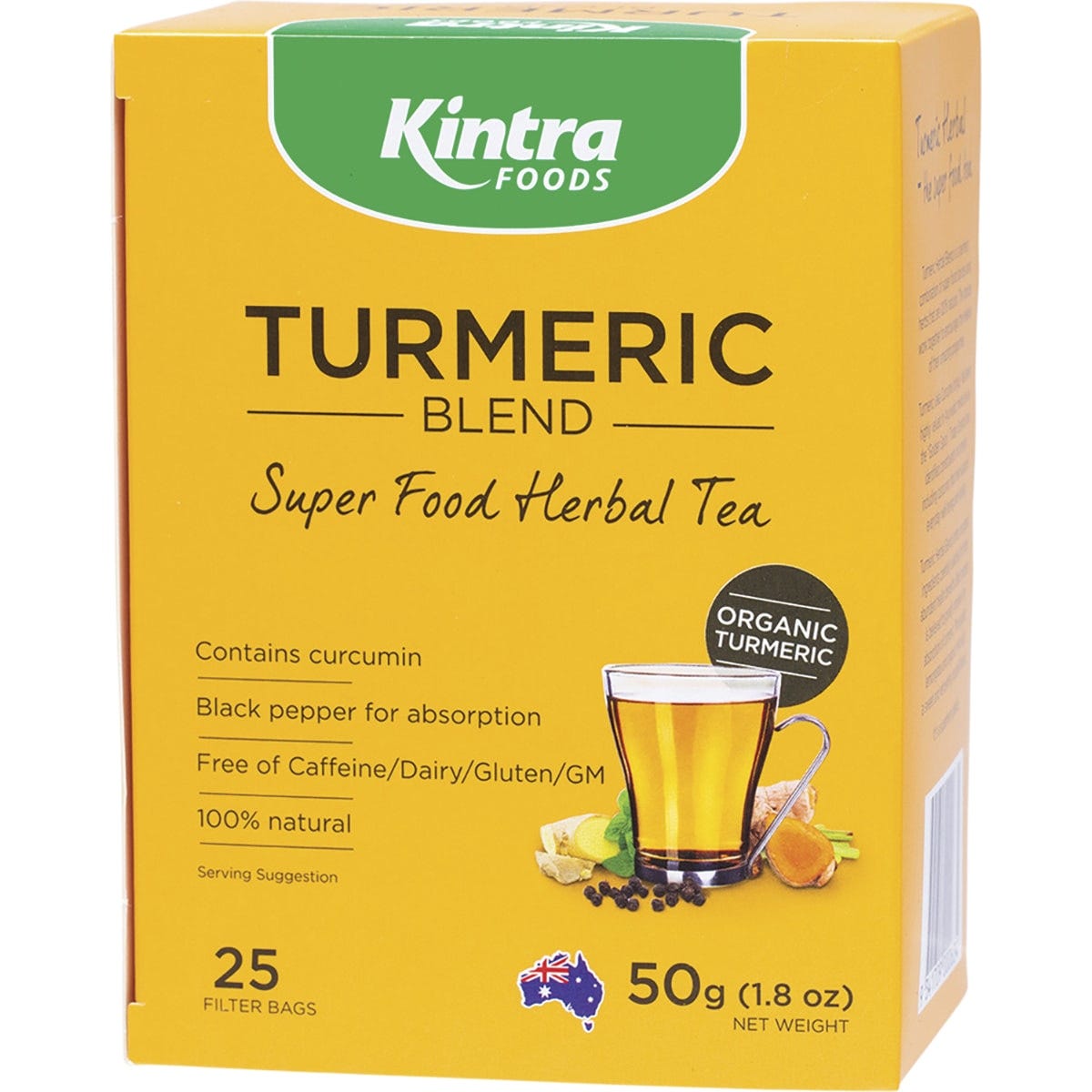Kintra Foods Turmeric Blend Tea Bags 25pk - Dr Earth - Drinks