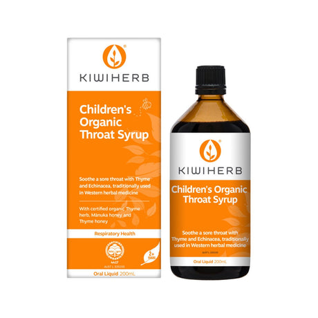 KIWIHERB CHILDREN'S Organic Throat Syrup 200ml - Dr Earth - Supplements