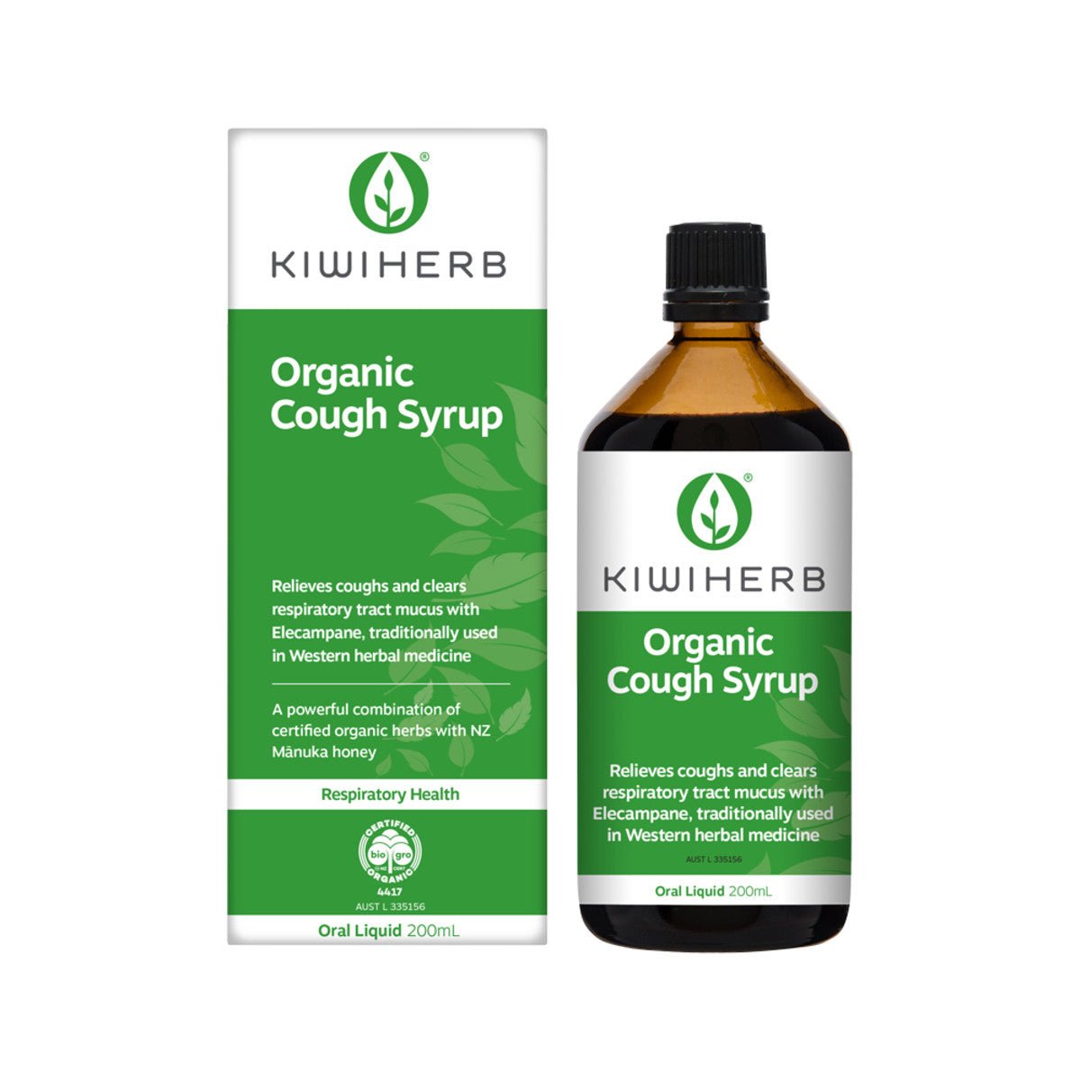 KIWIHERB Organic Cough Syrup 200ml - Dr Earth - Supplements