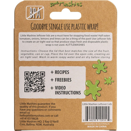 Little Mashies Reusable Leftover Lids Set 4pk - Dr Earth - Food Wraps & Covers