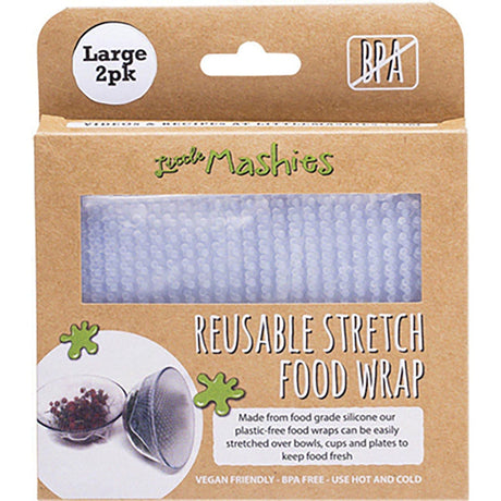 Little Mashies Reusable Stretch Silicone Food Wrap L (25cm x 25cm) 2pk - Dr Earth - Food Wraps & Covers