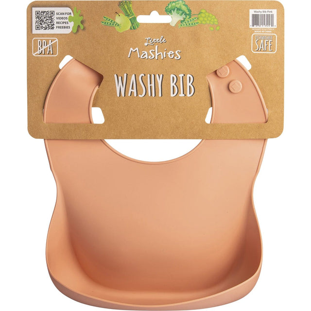 Little Mashies Silicone Washy Bib Blush Pink - Dr Earth - Baby & Kids