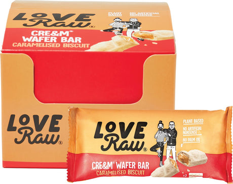 LoveRaw Cre&m Wafer Bar Caramelised Biscuit 45g - Dr Earth - Chocolate & Carob