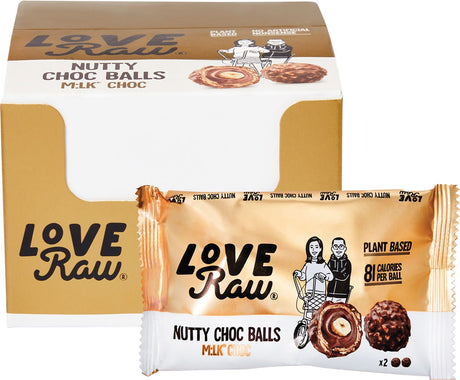 LoveRaw Nutty Choc Balls M:lk Choc 28g - Dr Earth - Chocolate & Carob