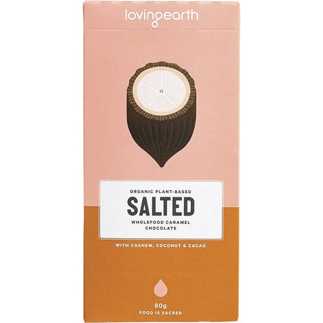 Loving Earth Salted Caramel Chocolate with Cashew, Coconut & Cacao 80g - Dr Earth - Chocolate & Carob