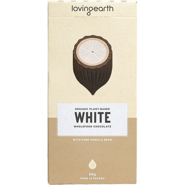 Loving Earth White Wholefood Chocolate with Pure Vanilla Bean 80g - Dr Earth - Chocolate & Carob