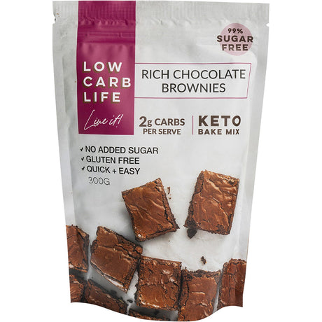Low Carb Life Rich Chocolate Brownies Keto Bake Mix 300g - Dr Earth - Baking