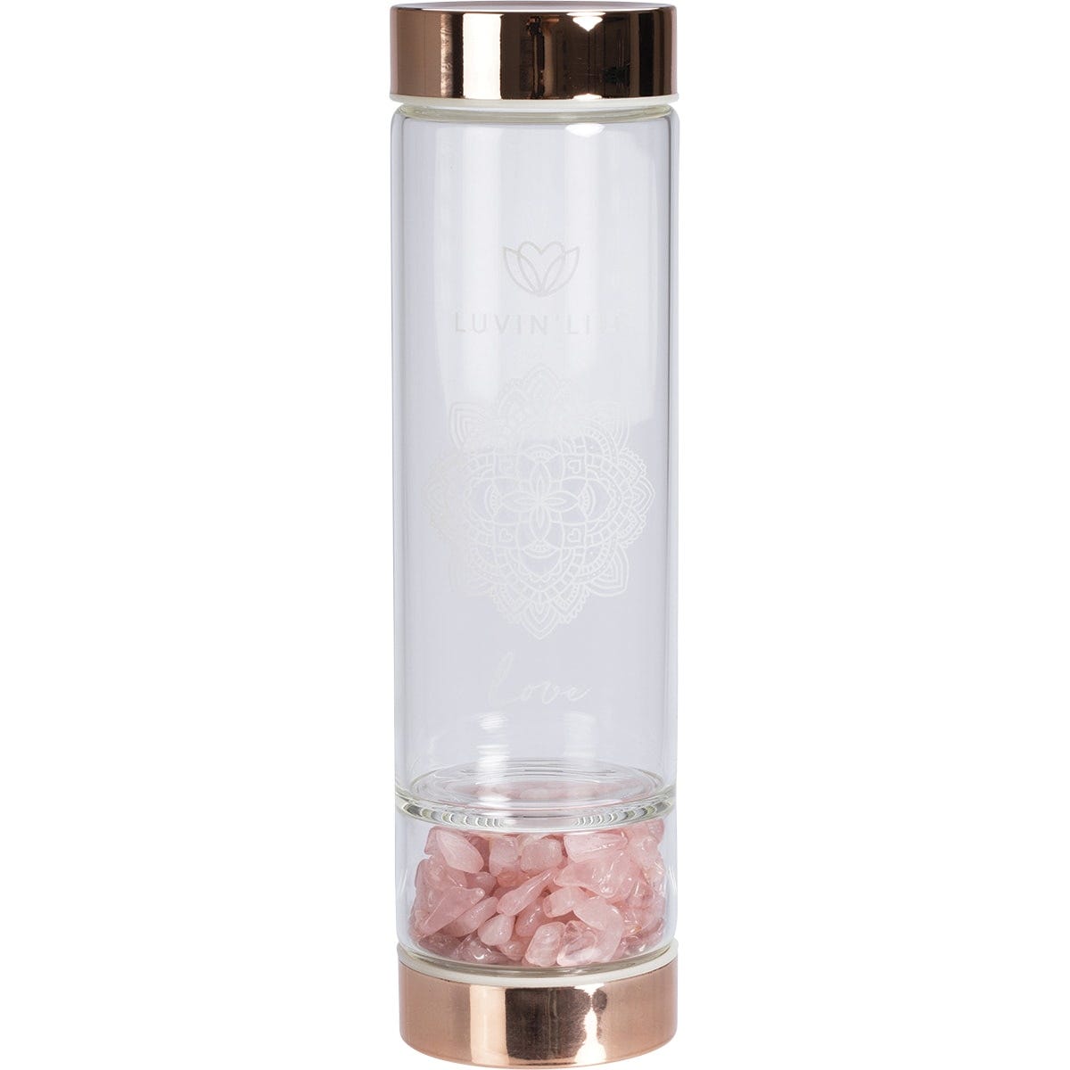 Luvin Life Crystal Water Bottle Rose Quartz Love 550ml - Dr Earth - Water Bottles
