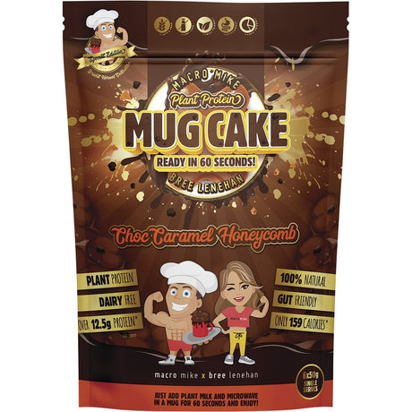 MACRO MIKE Mug Cake Mix Plant Protein Choc Caramel Honeycomb 50g - Dr Earth - Baking