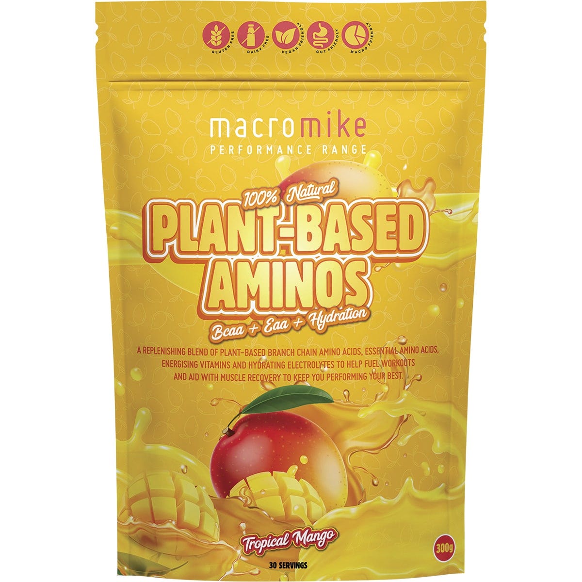 MACRO MIKE Plant-Based Aminos Tropical Mango 300g - Dr Earth - Nutrition