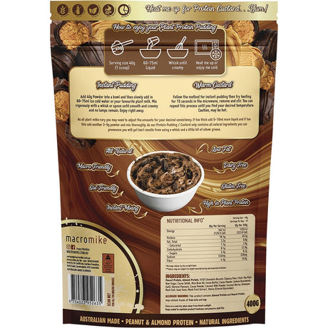 MACRO MIKE Plant Protein Pudding Choc Peanut Truffle Fudge 400g - Dr Earth - Desserts
