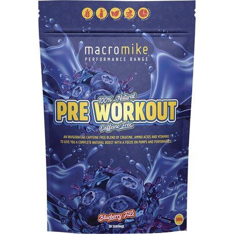 MACRO MIKE Pre Workout Blueberry Fizz 300g - Dr Earth - Nutrition