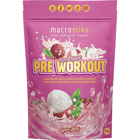 MACRO MIKE Pre Workout Lychee Berry 300g - Dr Earth - Nutrition