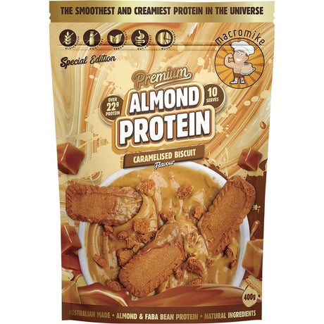 MACRO MIKE Premium Almond Protein Caramelised Biscuit 400g - Dr Earth - Nutrition