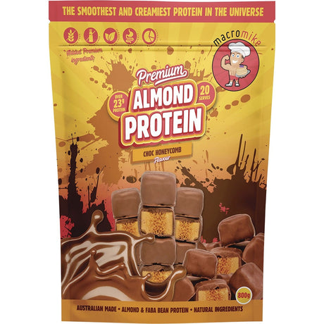 MACRO MIKE Premium Almond Protein Choc Honeycomb 800g - Dr Earth - Nutrition