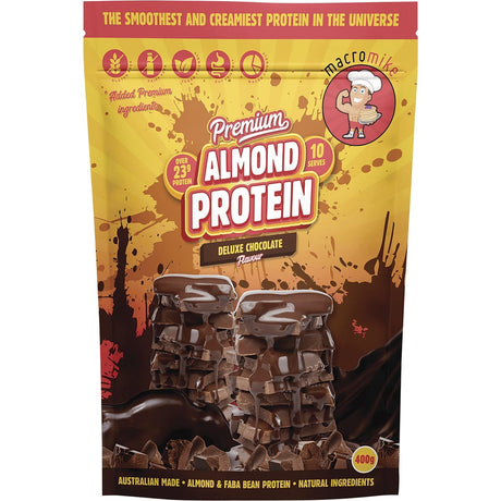 MACRO MIKE Premium Almond Protein Deluxe Chocolate 400g - Dr Earth - Nutrition