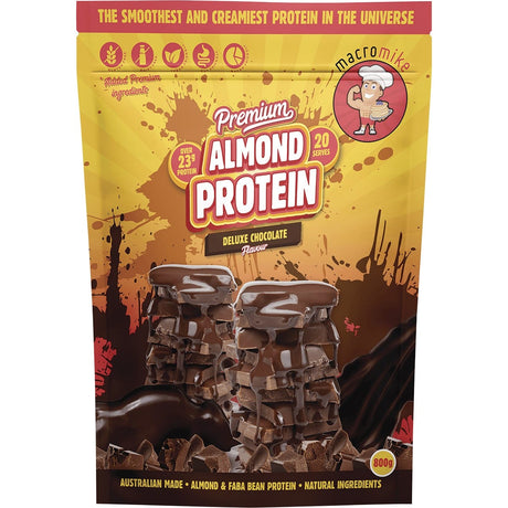 MACRO MIKE Premium Almond Protein Deluxe Chocolate 800g - Dr Earth - Nutrition