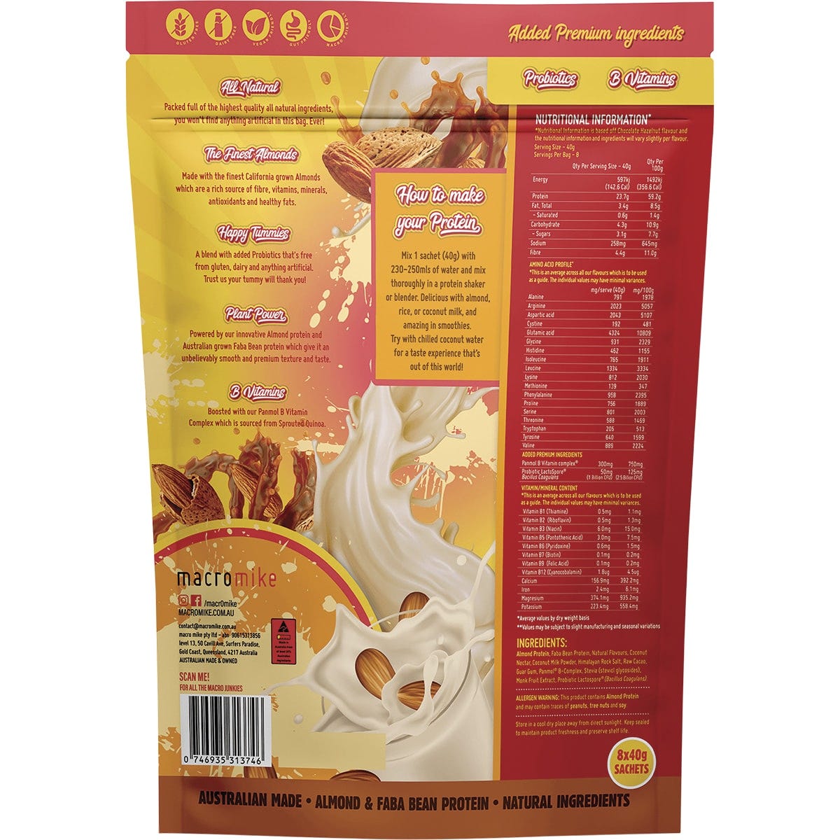 MACRO MIKE Premium Almond Protein Sample Pack 40g - Dr Earth - Nutrition