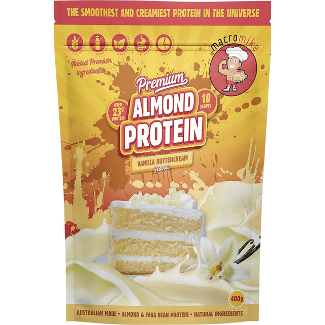MACRO MIKE Premium Almond Protein Vanilla Buttercream 400g - Dr Earth - Nutrition