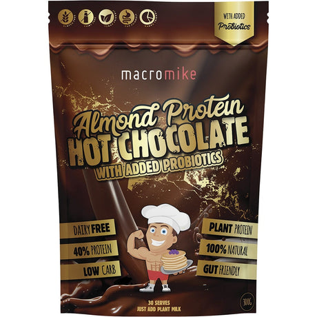 MACRO MIKE Protein Hot Chocolate Almond with Probiotics 300g - Dr Earth - Drinks