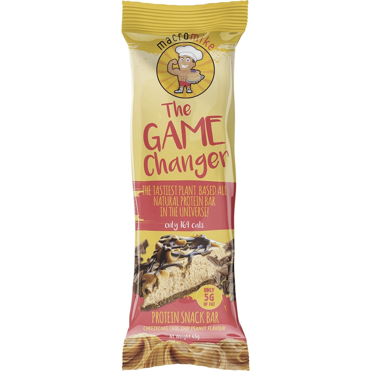 MACRO MIKE The Game Changer Protein Bar Cheezecake Choc Peanut 45g - Dr Earth - Snack Bars, Nutrition