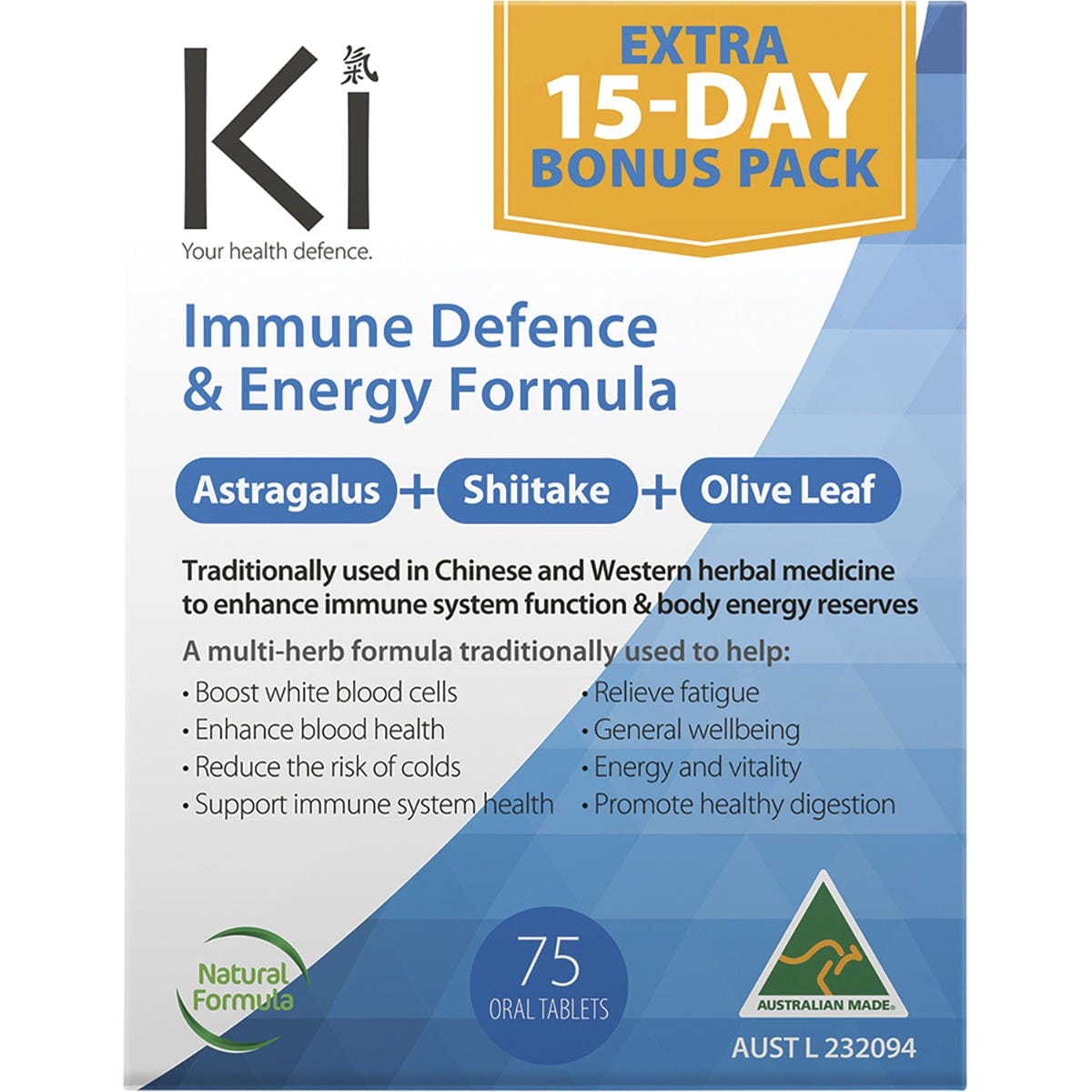 Martin & Pleasance Ki Immune Defence & Energy 75Tabs - Dr Earth - Immune Support