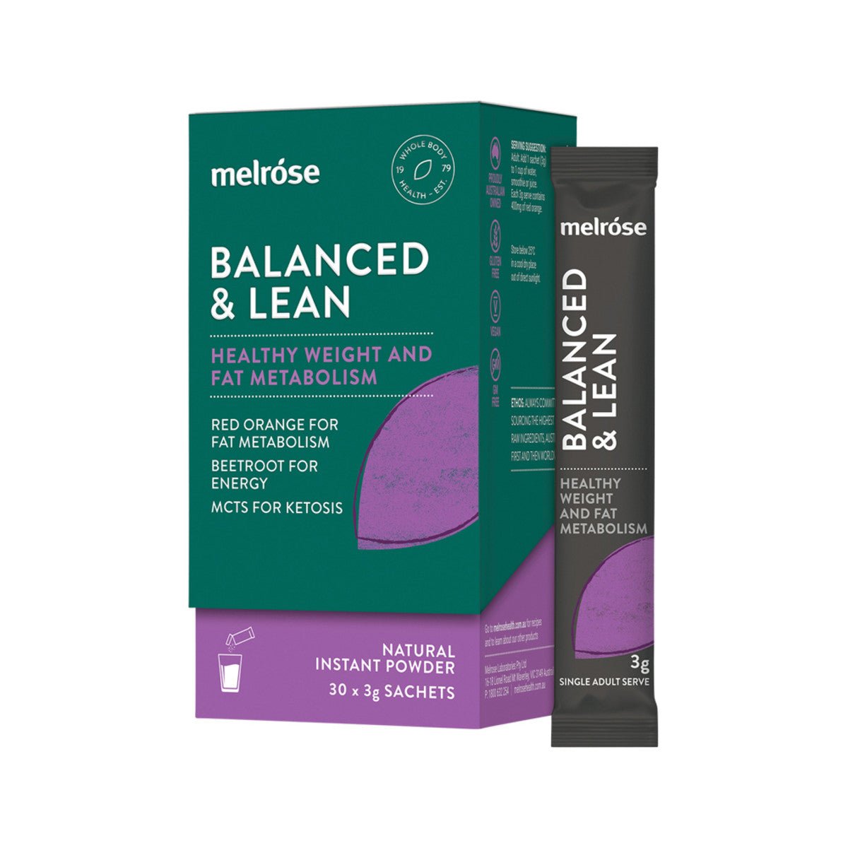 MELROSE Balanced & Lean Sachet 3g x 30 Pack - Dr Earth - Body & Beauty, Skincare