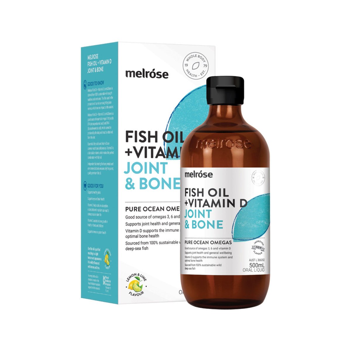 MELROSE Fish Oil + Vitamin D (Joint & Bone) 500ml - Dr Earth - Body & Beauty, Skincare