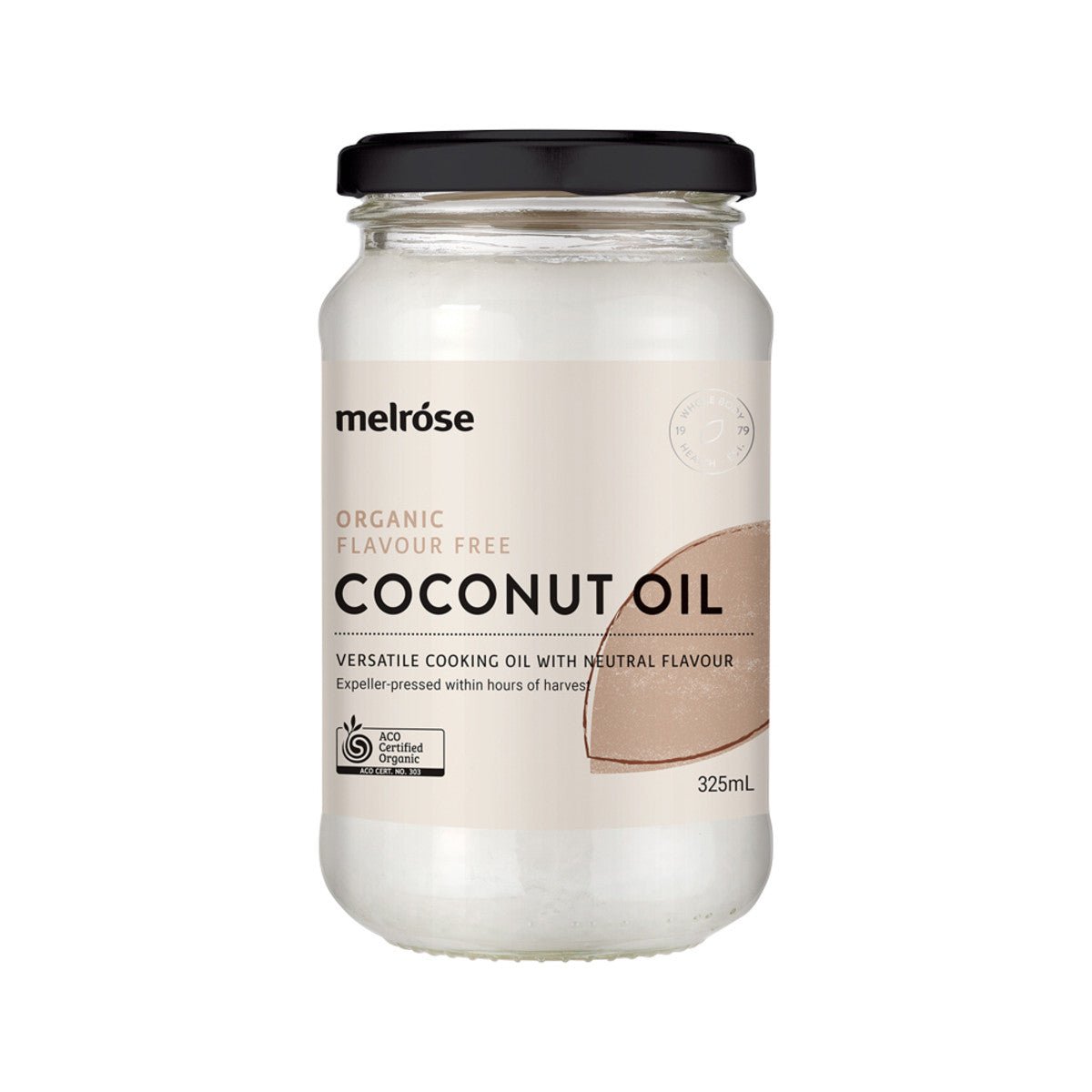 MELROSE Organic Coconut Oil Flavour Free 325ml - Dr Earth - Sweetner, Natural Remedies, First Aid