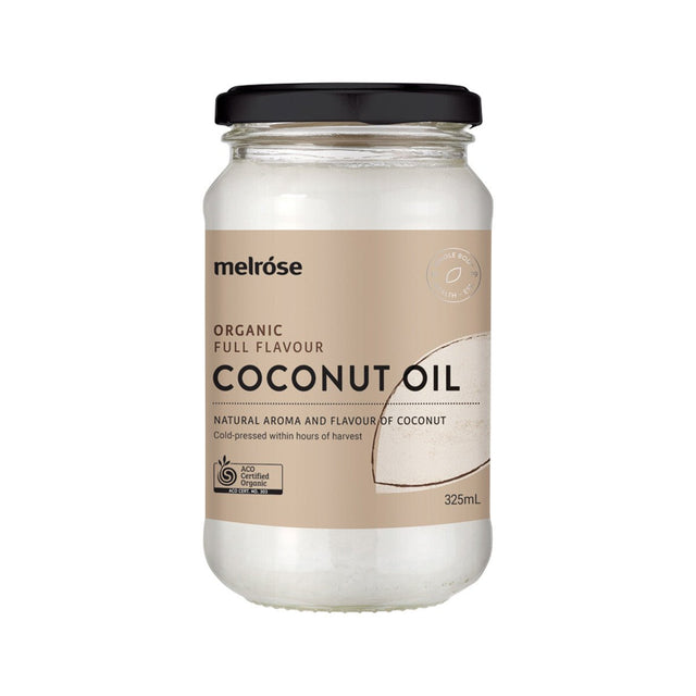 MELROSE Organic Coconut Oil Full Flavour 325ml - Dr Earth - Sweetner, Natural Remedies, First Aid