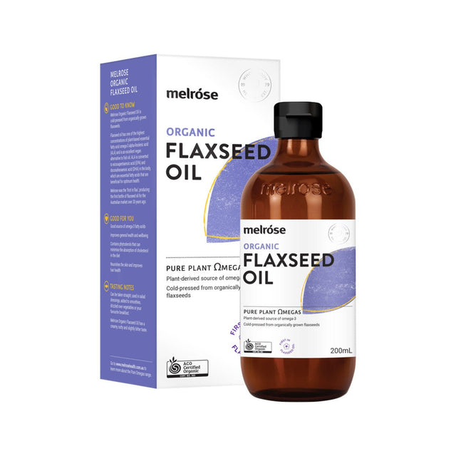 MELROSE Organic Flaxseed Oil 200ml - Dr Earth - Sweetner, Natural Remedies, First Aid