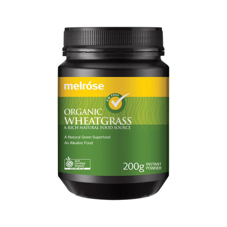 MELROSE Organic Wheatgrass Powder Instant Powder 200g - Dr Earth - Sweetner, Natural Remedies, First Aid