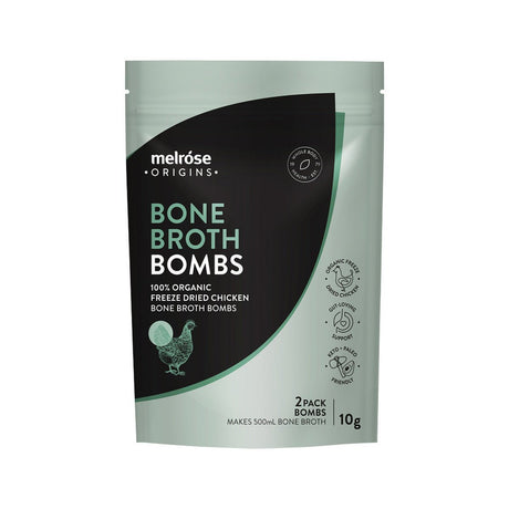 Melrose Origins Bone Broth Bombs (100% Organic Freeze Dried Chicken) x 2 Pack (Net 10g) - Dr Earth - Sweetner, Natural Remedies, First Aid
