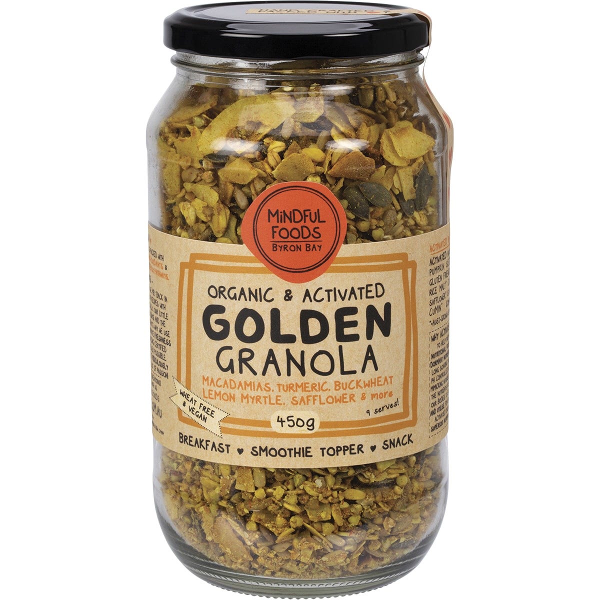 Mindful Foods Golden Granola Organic & Activated 450g - Dr Earth - Breakfast