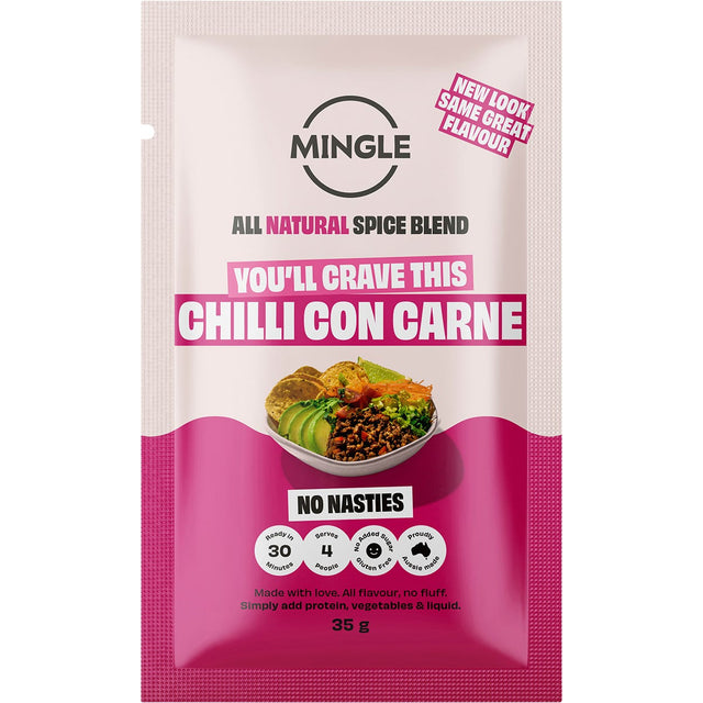 Mingle Natural Seasoning Blend Chilli Con Carne 35g - Dr Earth - Herbs Spices & Seasonings