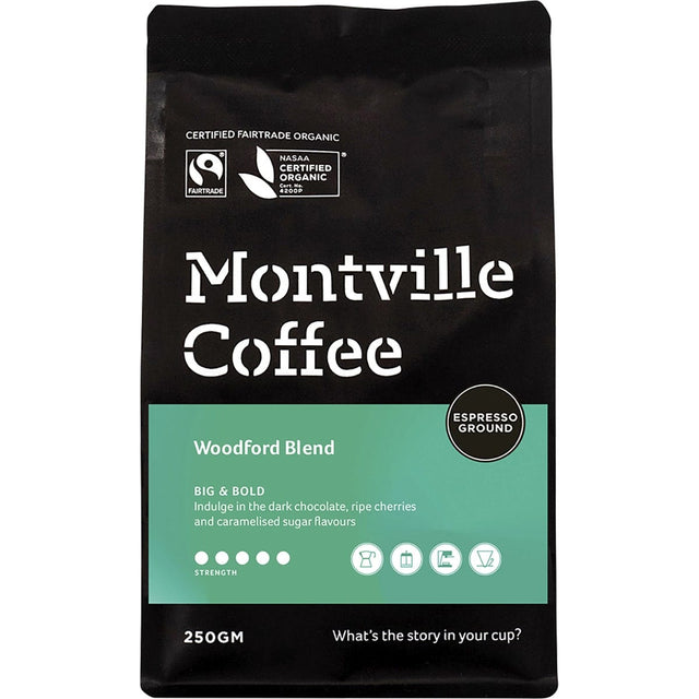 Montville Coffee Coffee Ground Espresso Woodford Blend 250g - Dr Earth - Drinks